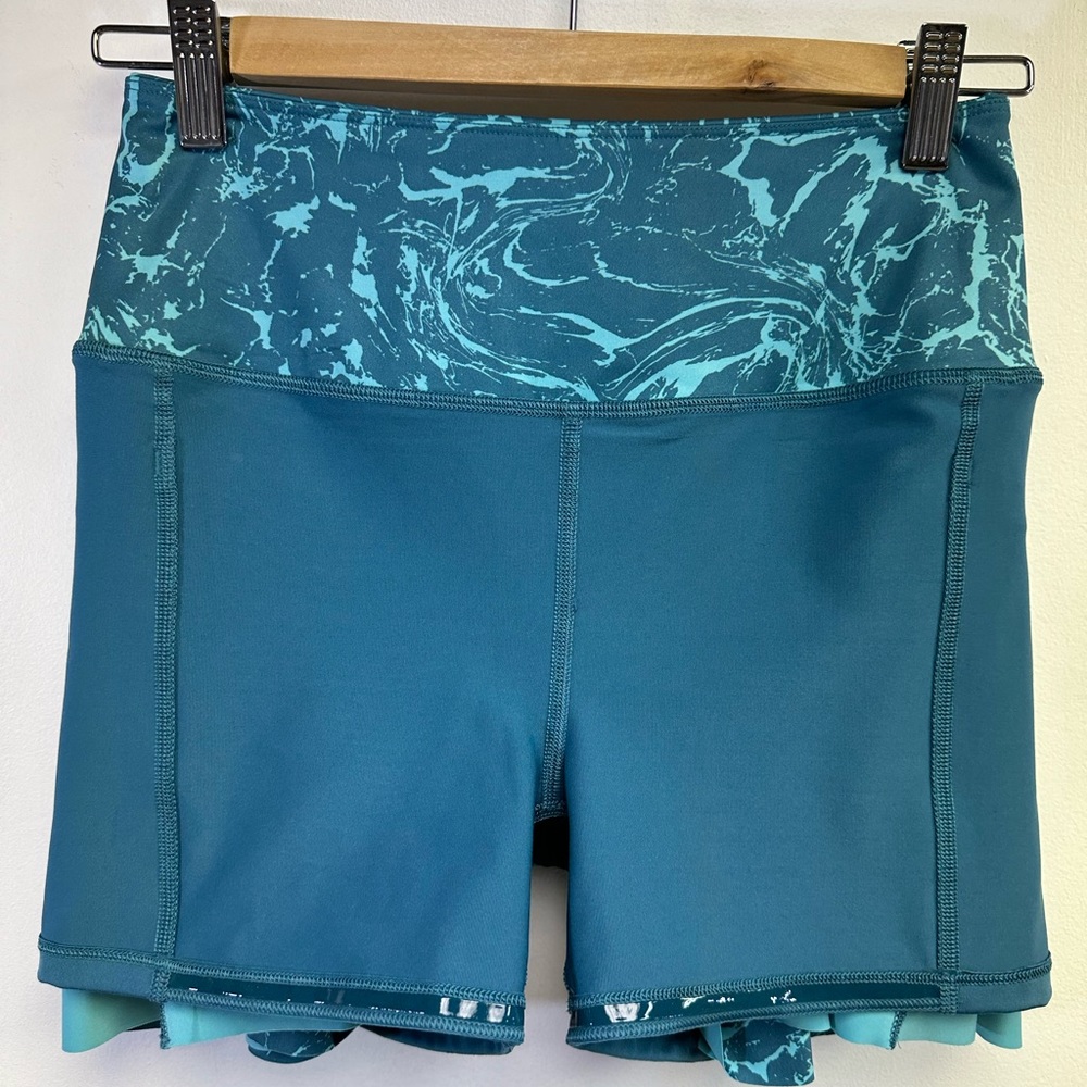 ATHLETA, Ace Printed Tennis Skort 13.5", Teal Marble, Size X-Small - Picture 3 of 11